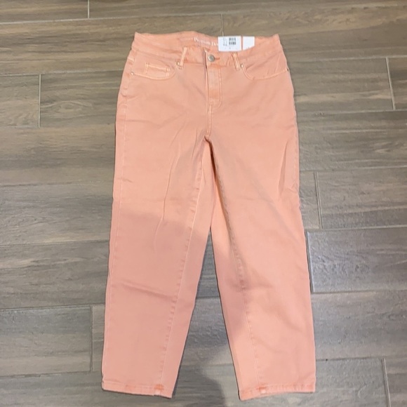 Addition Elle Women Salmon Orange Pink Pastel Slim Leg Denim Size 10 - Picture 7 of 7
